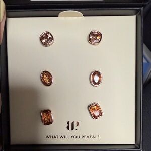 BP Simply Studs - Set of 3 Rose Gold Amber Stud Earrings